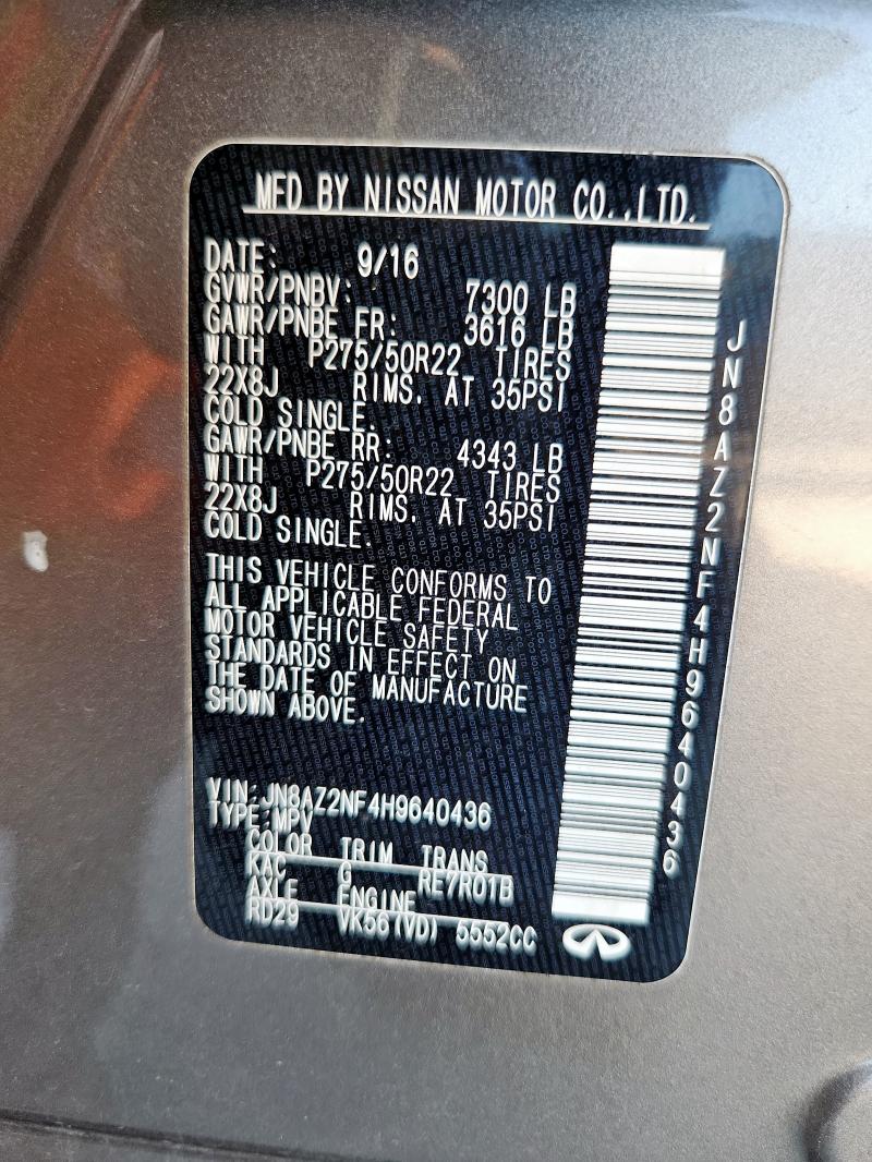 Aukcja sprzedaży 2017 Infiniti Qx80 Base, vin: JN8AZ2NF4H9640436, numer aukcji: 91476135