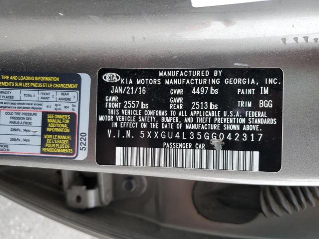 2016 Kia Optima Ex მანქანა იყიდება აუქციონზე, vin: 5XXGU4L35GG042317, აუქციონის ნომერი: 93559905