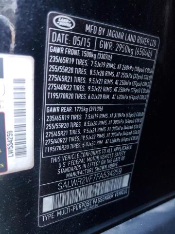 Aukcja sprzedaży 2015 Land Rover Range Rove, vin: SALWR2VF7FA534259, numer aukcji: 93086565