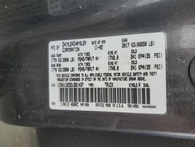 2003 Dodge Ram 1500 მანქანა იყიდება აუქციონზე, vin: 1D3HU18Z63J561437, აუქციონის ნომერი: 91128615