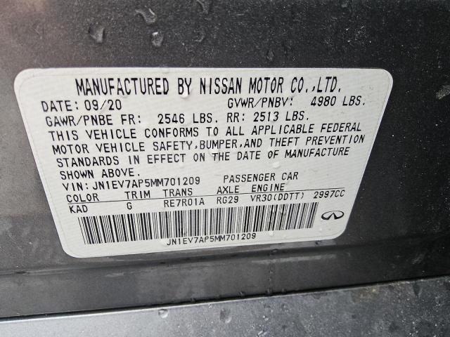 Продажа на аукционе авто 2021 Infiniti Q50 Pure, vin: JN1EV7AP5MM701209, номер лота: 98300695