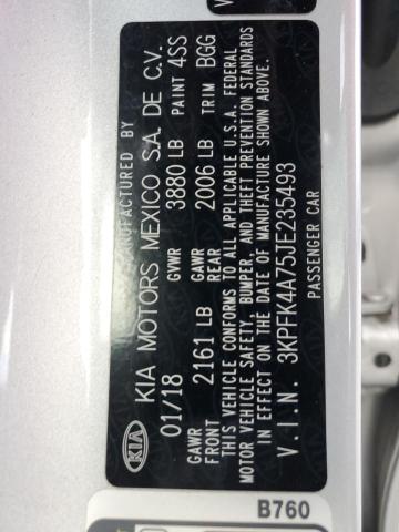 2018 Kia Forte მანქანა იყიდება აუქციონზე, vin: 3KPFK4A75JE235493, აუქციონის ნომერი: 90090635
