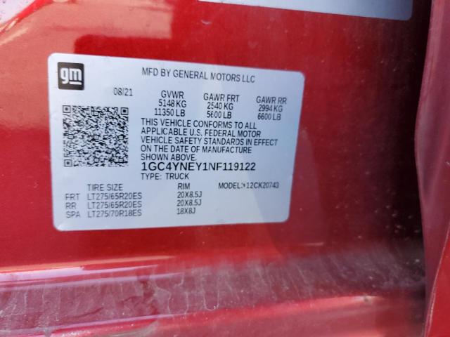 Продаж на аукціоні авто 2022 Chevrolet Silverado, vin: 1GC4YNEY1NF119122, номер лоту: 91095225