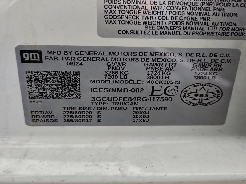 93917255 :رقم المزاد ، 3GCUDFE84RG417590 vin ، 2024 Chevrolet Silverado مزاد بيع