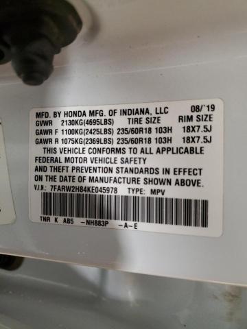 Aukcja sprzedaży 2019 Honda Cr-v Exl, vin: 7FARW2H84KE045978, numer aukcji: 70952455