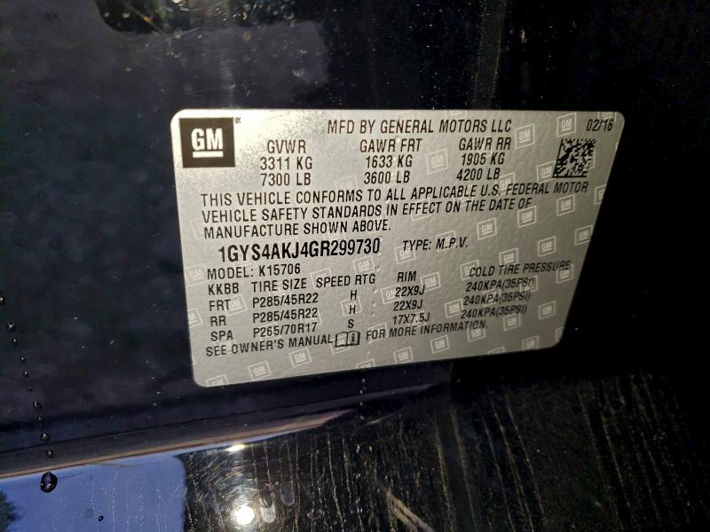 Продаж на аукціоні авто 2016 Cadillac Escalade, vin: 1GYS4AKJ4GR299730, номер лоту: 93889345