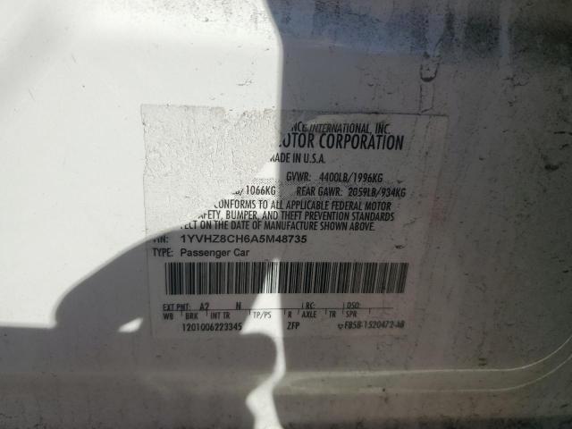 Продаж на аукціоні авто 2010 Mazda 6, vin: 1YVHZ8CH6A5M48735, номер лоту: 91041645