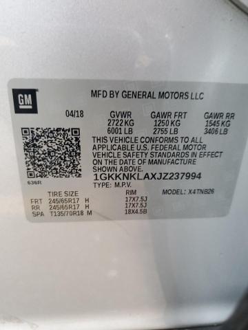 2018 Gmc Acadia მანქანა იყიდება აუქციონზე, vin: 1GKKNKLAXJZ237994, აუქციონის ნომერი: 93462825