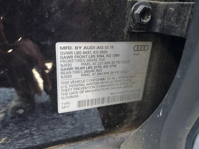 2018 Audi Q7 მანქანა იყიდება აუქციონზე, vin: WA1LHAF71JD031696, აუქციონის ნომერი: 85413555
