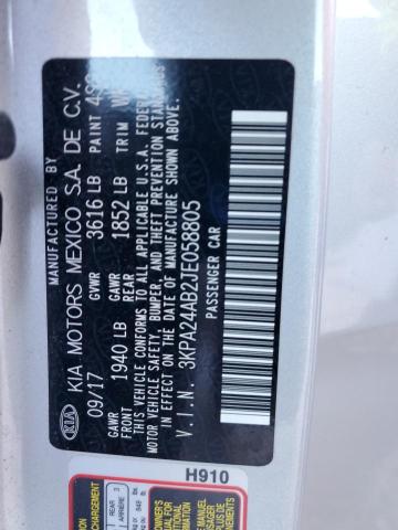 2018 Kia Rio Lx მანქანა იყიდება აუქციონზე, vin: 3KPA24AB2JE058805, აუქციონის ნომერი: 90841435