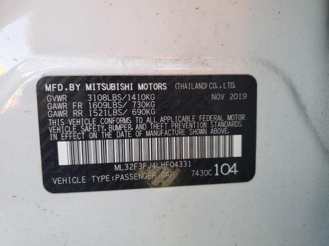 Aukcja sprzedaży 2020 Mitsubishi Mirage, vin: ML32F3FJ4LHF04331, numer aukcji: 92300985