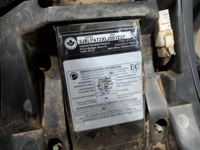 2020 Can-am Outlander მანქანა იყიდება აუქციონზე, vin: 3JBLPAT2XLJ001237, აუქციონის ნომერი: 91466295