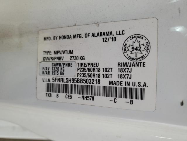 Aukcja sprzedaży 2011 Honda Odyssey, vin: 5FNRL5H95BB503218, numer aukcji: 91266865