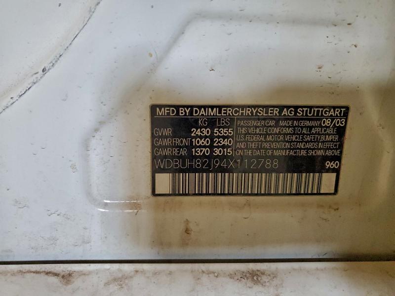 Aukcja sprzedaży 2004 Mercedes-benz E, vin: WDBUH82J94X112788, numer aukcji: 94322695