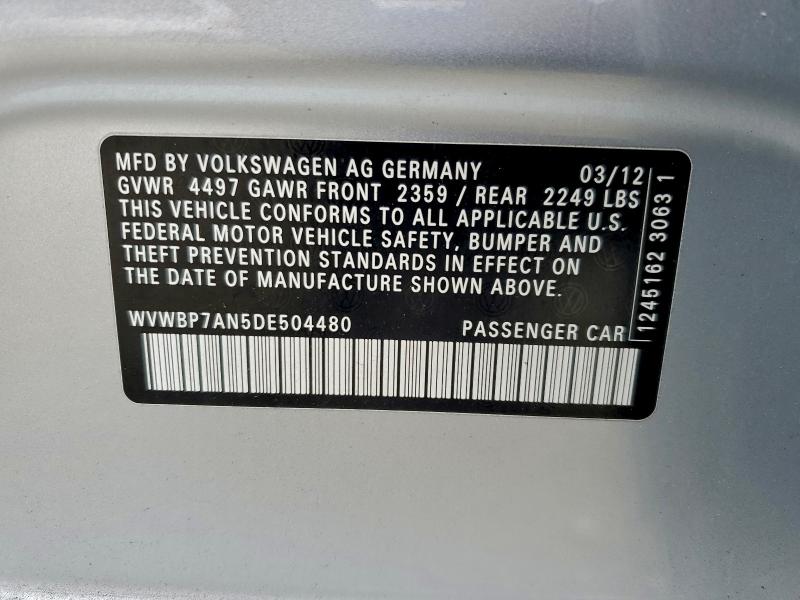 Aukcja sprzedaży 2013 Volkswagen Cc Sport, vin: WVWBP7AN5DE504480, numer aukcji: 94189155