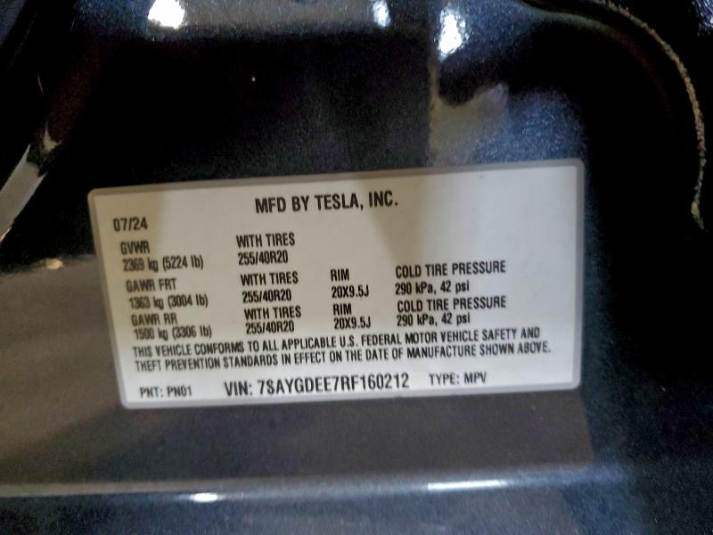 Продажа на аукционе авто 2024 Tesla Model Y, vin: 7SAYGDEE7RF160212, номер лота: 93881275