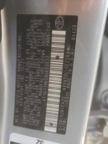 2022 Toyota Camry მანქანა იყიდება აუქციონზე, vin: 4T1G11AK5NU653033, აუქციონის ნომერი: 93003295