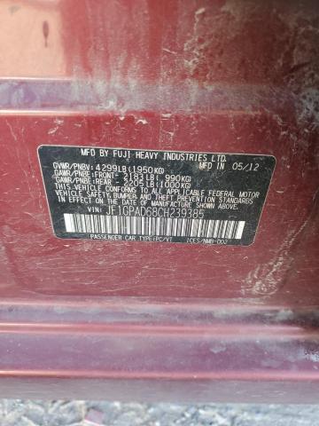 91921745 :رقم المزاد ، JF1GPAD68CH239385 vin ، 2012 Subaru Impreza مزاد بيع