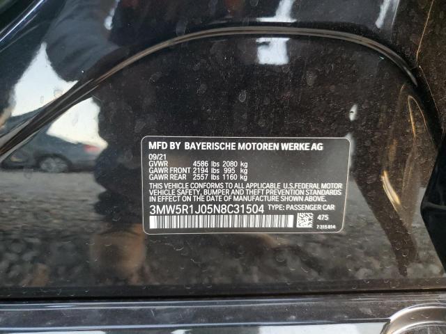 2022 Bmw 330i მანქანა იყიდება აუქციონზე, vin: 3MW5R1J05N8C31504, აუქციონის ნომერი: 90703695