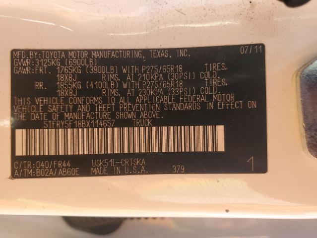 91612195 :رقم المزاد ، 5TFRY5F18BX114657 vin ، 2011 Toyota Tundra مزاد بيع