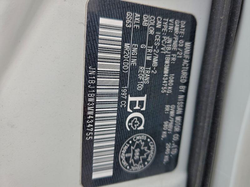 2021 Niss Qashqai მანქანა იყიდება აუქციონზე, vin: JN1BJ1BW3MW434755, აუქციონის ნომერი: 94478185