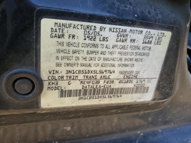 Продажа на аукционе авто 2005 Nissan Sentra, vin: 3N1CB51DX5L569764, номер лота: 91696225