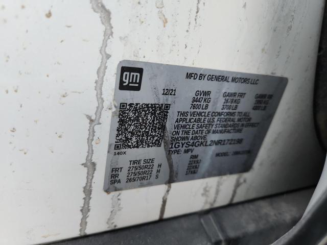 92178505 :رقم المزاد ، 1GYS4GKL2NR172198 vin ، 2022 Cadillac Escalade مزاد بيع