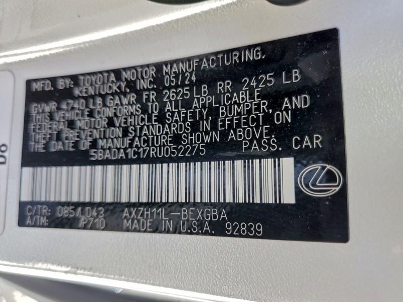94771435 :رقم المزاد ، 58ADA1C17RU052275 vin ، 2024 Lexus Es مزاد بيع