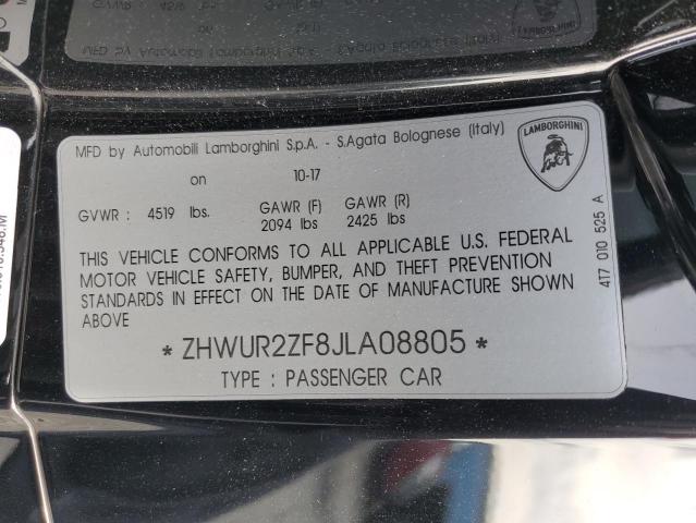 Aukcja sprzedaży 2018 Lamborghini Huracan, vin: ZHWUR2ZF8JLA08805, numer aukcji: 91604695