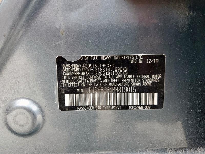 Aukcja sprzedaży 2011 Subaru Impreza Ou, vin: JF1GH6D64BH819015, numer aukcji: 92946235