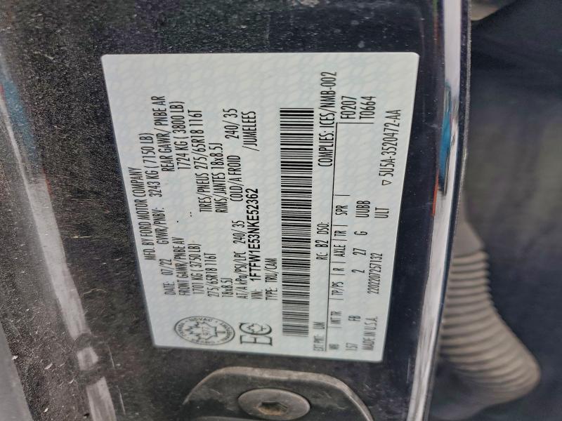 Продажа на аукционе авто 2022 Ford F150 Super, vin: 1FTFW1E53NKE52362, номер лота: 93789965