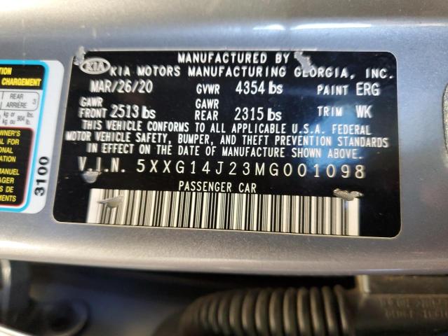 48137966 :رقم المزاد ، 5XXG14J23MG001098 vin ، 2021 Kia K5 مزاد بيع