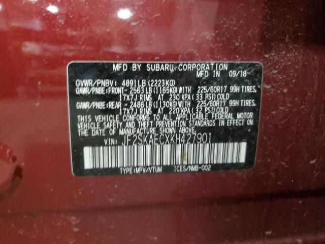2019 Subaru Forester მანქანა იყიდება აუქციონზე, vin: JF2SKAECXKH427901, აუქციონის ნომერი: 92649305