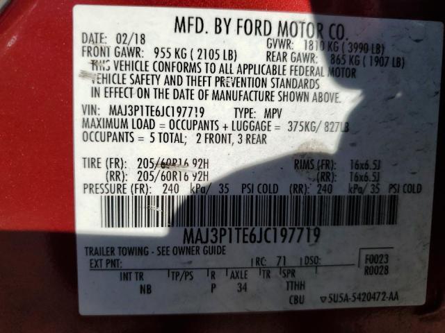 Продажа на аукционе авто 2018 Ford Ecosport, vin: MAJ3P1TE6JC197719, номер лота: 91259555