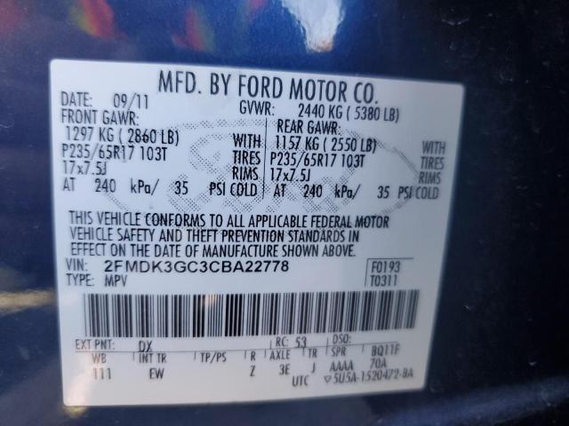 Aukcja sprzedaży 2012 Ford Edge, vin: 2FMDK3GC3CBA22778, numer aukcji: 92232085