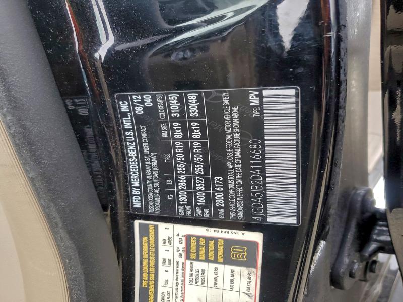 Продаж на аукціоні авто 2013 Mercedes-benz Ml, vin: 4JGDA5JB2DA116680, номер лоту: 94112755