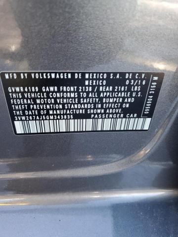 Aukcja sprzedaży 2016 Volkswagen Jetta, vin: 3VW267AJ5GM343835, numer aukcji: 92456485
