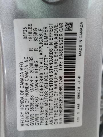 Продажа на аукционе авто 2025 Honda Civic Lx, vin: 2HGFE2F20SH601246, номер лота: 93078635