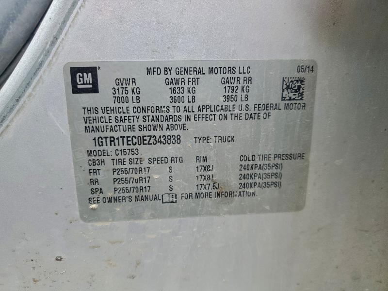 Aukcja sprzedaży 2014 Gmc Sierra C15, vin: 1GTR1TEC0EZ343838, numer aukcji: 90900515
