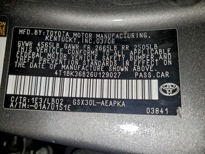 Aukcja sprzedaży 2006 Toyota Avalon Xl, vin: 4T1BK36B26U129027, numer aukcji: 93982125