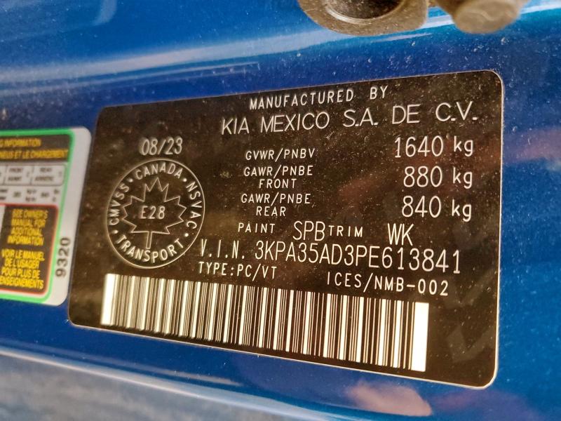 2023 Kia Rio მანქანა იყიდება აუქციონზე, vin: 3KPA35AD3PE613841, აუქციონის ნომერი: 94356305