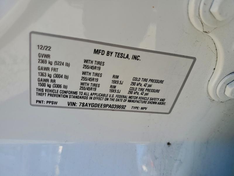 94536685 :رقم المزاد ، 7SAYGDEE9PA039692 vin ، 2023 Tesla Model Y مزاد بيع