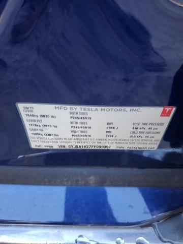 91296635 :رقم المزاد ، 5YJSA1V27FF099092 vin ، 2015 Tesla Model S 90 مزاد بيع