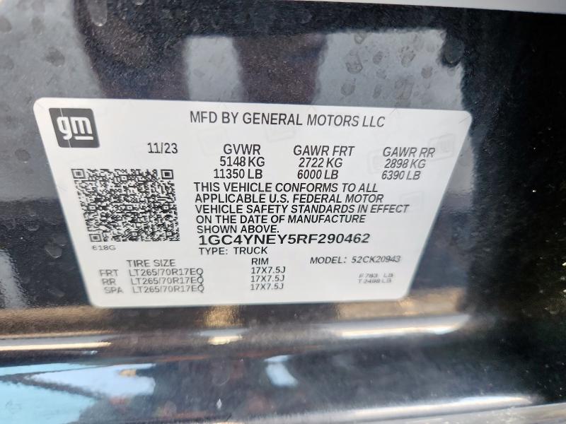 Продаж на аукціоні авто 2024 Chevrolet Silverado, vin: 1GC4YNEY5RF290462, номер лоту: 93521675