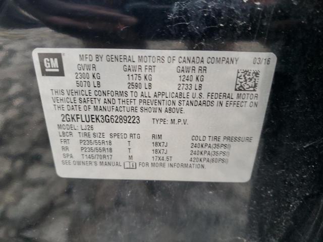 Aukcja sprzedaży 2016 Gmc Terrain, vin: 2GKFLUEK3G6289223, numer aukcji: 91120765