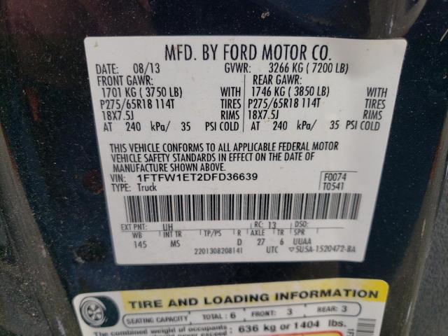 90455315 :رقم المزاد ، 1FTFW1ET2DFD36639 vin ، 2013 Ford F-150 مزاد بيع