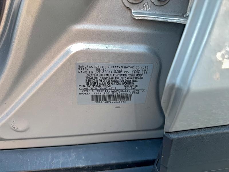 Продажа на аукционе авто 2020 Nissan Kicks S, vin: 3N1CP5BV6LL515545, номер лота: 94597325