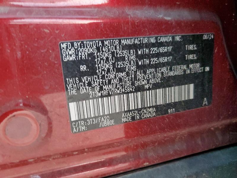 Продаж на аукціоні авто 2024 Toyota Rav4 Xle, vin: 2T3W1RFV7RW345842, номер лоту: 92417145
