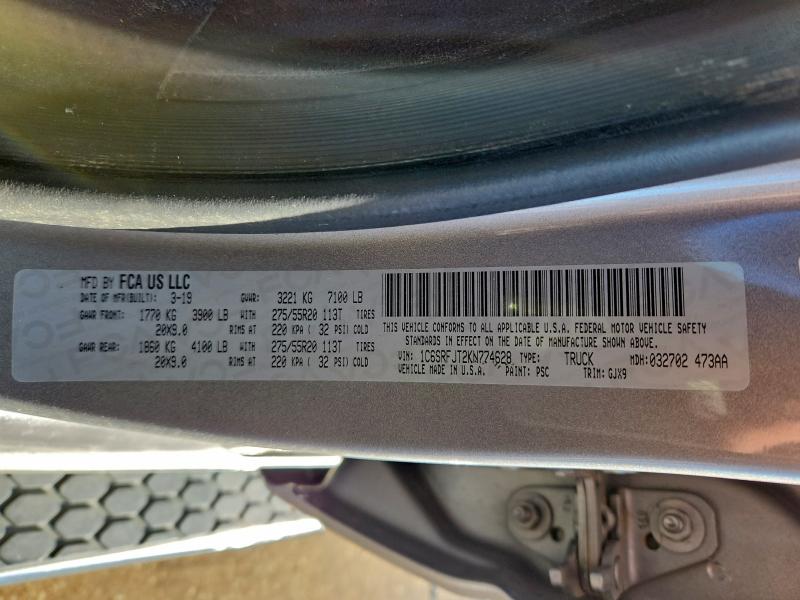 Продажа на аукционе авто 2019 Ram 1500, vin: 1C6SRFJT2KN774628, номер лота: 94407665