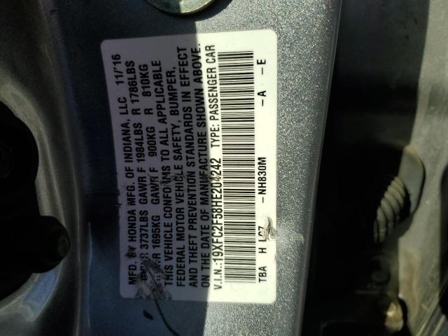 89555145 :رقم المزاد ، 19XFC2F58HE204242 vin ، 2017 Honda Civic مزاد بيع